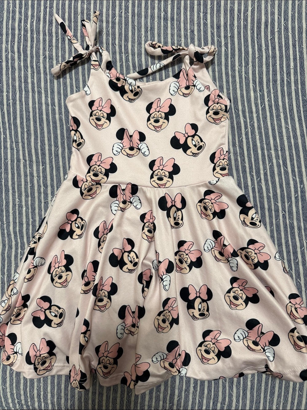 Girls' Minnie Mouse Pink Tie-Shoulder Skater Dress